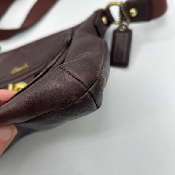 Coach Penelope Brown Leather Swingpack Crossbody Bag Purse Turn Lock Women's - Picture 3 of 7